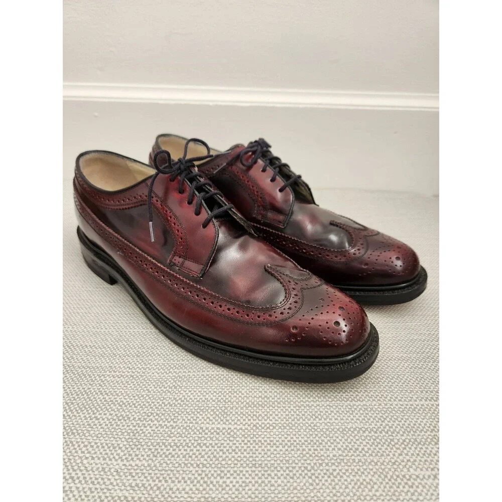 J. Allen Ltd Custom Designed 10 D Burgundy Oxford Oxblood Leather Wingtip Brogue